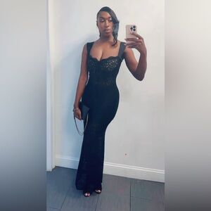 Veronica Black Lace Maxi Dress Miss Circle